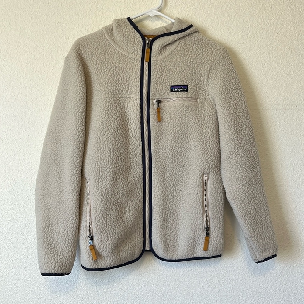 Patagonia Women’s Small Retro Pile Fleece Hoody Pelican Color Sherpa Jacket